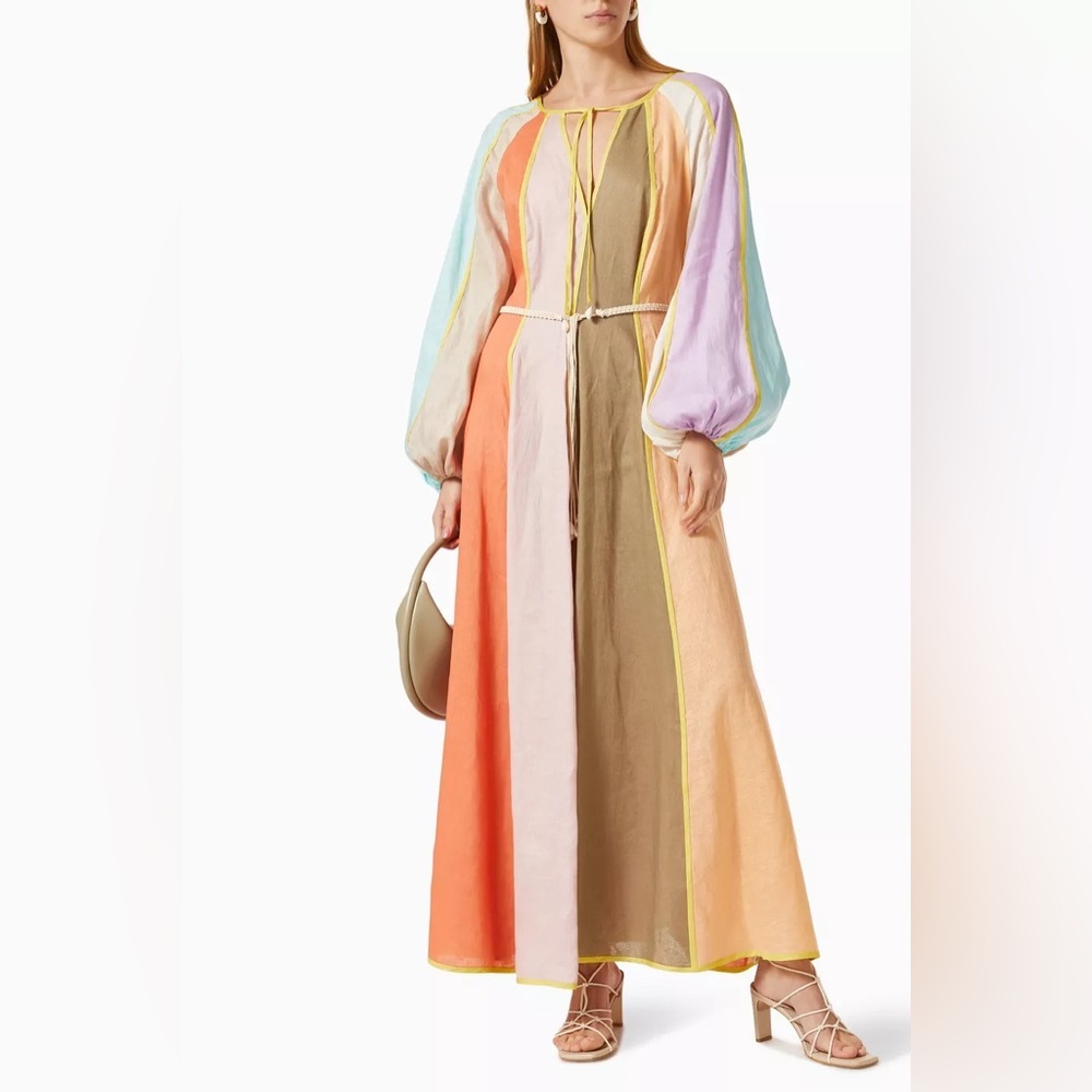 Zimmermann Multicolor Panel Dress with Balloon Sleeves - Picture 1 of 8